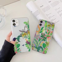 leopard and tropical plants phone case for iphone 7 8 plus se 2 for iphone x xs max xr 11 13 12 pro max clear transparent cover