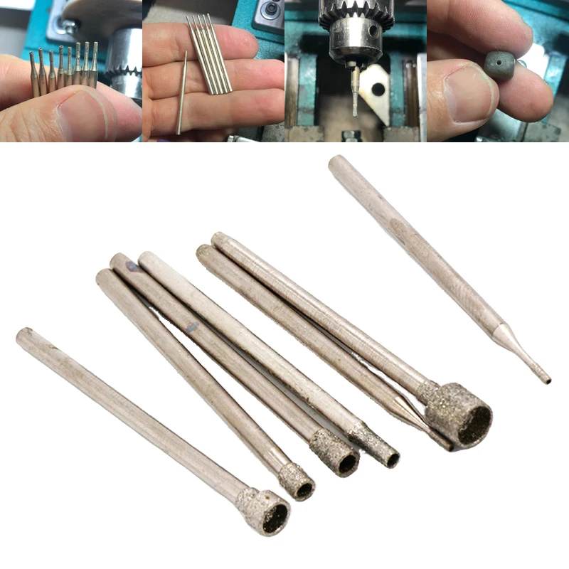 

1.0-5.0mm Diamond Drill Bits Gem Jade Glass Drilling Seal Carving Grinding Head Grit 80 Lettering Needles with 2.35mm Shank