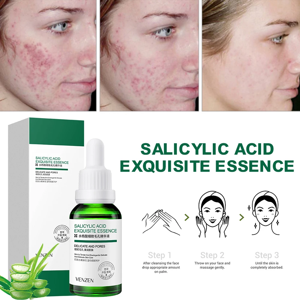 

Salicylic Acid Acne Treatment Serum Oil Control Shrink Pores Face Essence Hyaluronic Acid Moisturizing Brighten Skin Toner drop