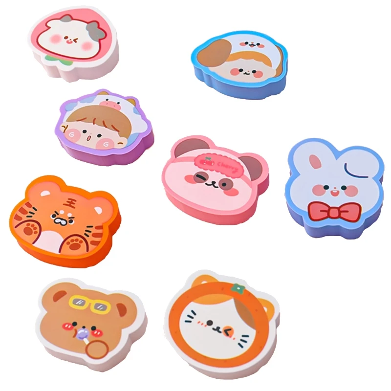 

8 Pieces Cute Bunny Eraser Puppy Eraser Tiger Eraser Cartoon Bears Eraser Assorted Colors Gifts for students Boys Girls