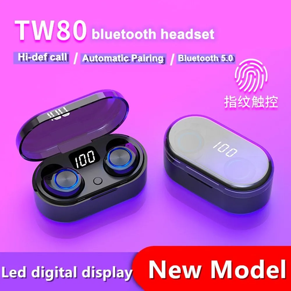 Новинка 5 0 TW80 Bluetooth гарнитура беспроводная новый светодиодный цифровой дисплей tws