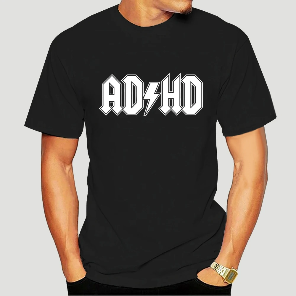 

Men T Shirt ADHD T Shirt Funny Hard Rock Parody Logo Music Tee Funny t-shirt Novelty Tshirt women-4545A