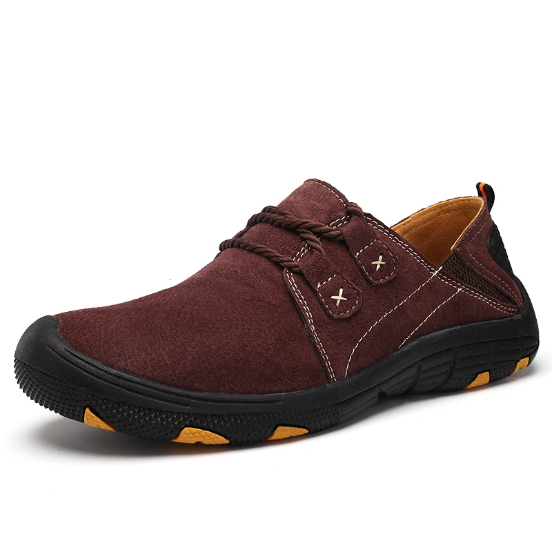 

QZHSMY Men's Leather Casual Shoes Male Boots Breathable Hard-Wearing Spring Autumn Sneakers Flat Light Shoes Big Size 38-48