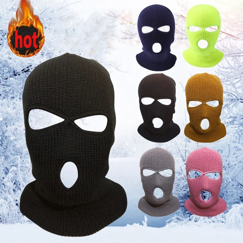 

Outdoor Riding Autumn and Winter Warm Three-hole Knitted Hat Csgo Shooting Game Headgear Wholesale Winter Hats for Women