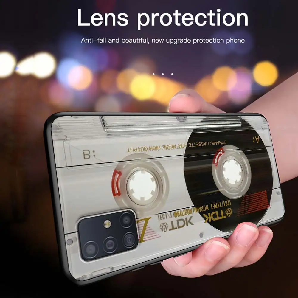 

Vintage Camera Cassette Case For Samsung Galaxy A51 A71 A21s A31 M31 A12 A41 A11 A42 5G M51 M30s Casos Black Soft Phone Fundas