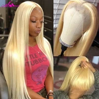 13x6 613 blonde straight lace frontal human hair wigs pre plucked peruvian remy blonde straight human hair wig for women