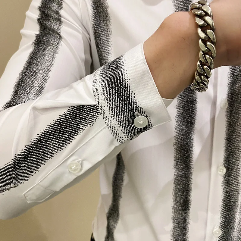 Весенняя Новая мужская рубашка в британском стиле полоску с длинными рукавами