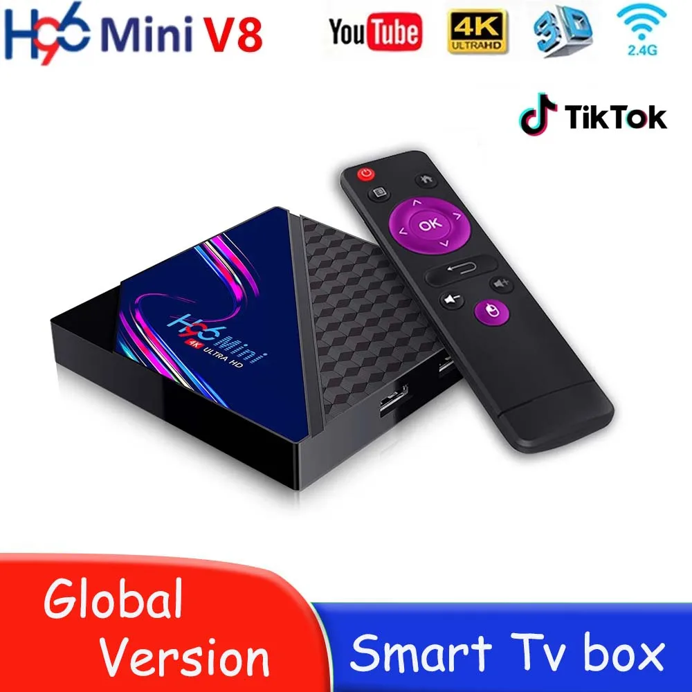 

Приставка Смарт-ТВ H96 Mini V8, Android 10,0, 2 + 16 ГБ, 1080p, 4K, 2,4 ГГц