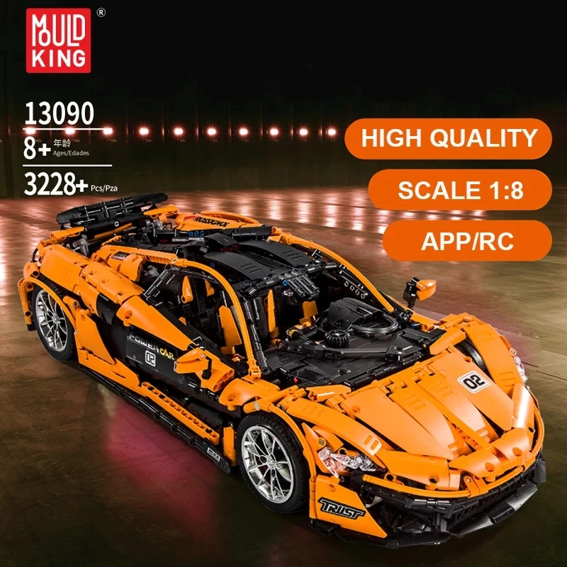 

13090 Mould King High-Tech 1 to 8 ratio McLaren P1 hypercar Racing Car Model Building Blocks Bricks 20087 Toys For Boys