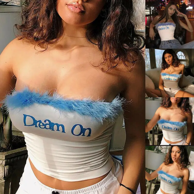 Женский сексуальный плюшевый Топ без бретелек Женская Повседневная