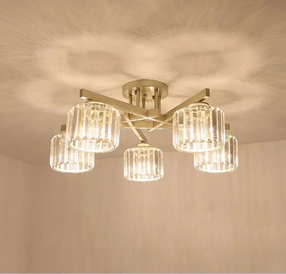 Популярный роскошный потолочный светильник лампа с кристаллами для гостиной