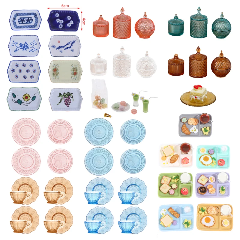 

Тарелки для кукольного домика, миниатюрные блюда для еды, кухонные игрушки декоративная столовая посуда, подарок для детей, для девочек, акс...