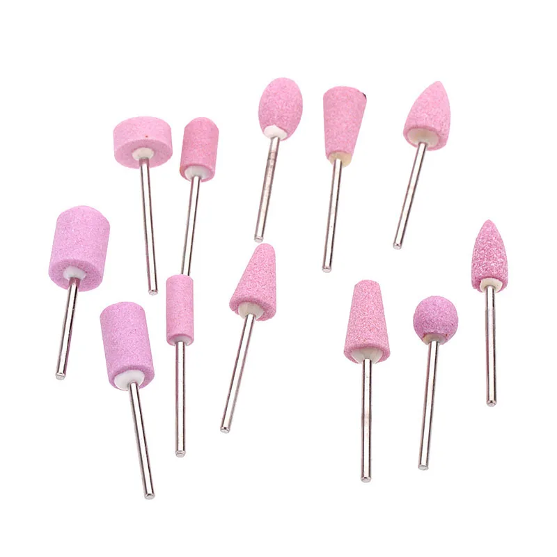 

12PCS/Set Of Manicure Machine Quartz Scrub Stone Drill For Acrylic False Nails Drill Bit Rotary Burr Grinding Mill Pedicure Kits
