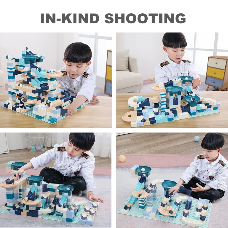 

80-360 PCS Marble Race Run Block Compatible Building Blocks Funnel Slide Blocks DIY Bricks Toys For Children