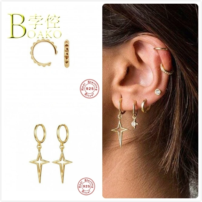 Женские серьги из стерлингового серебра 925 пробы с подвеской в виде Золотой