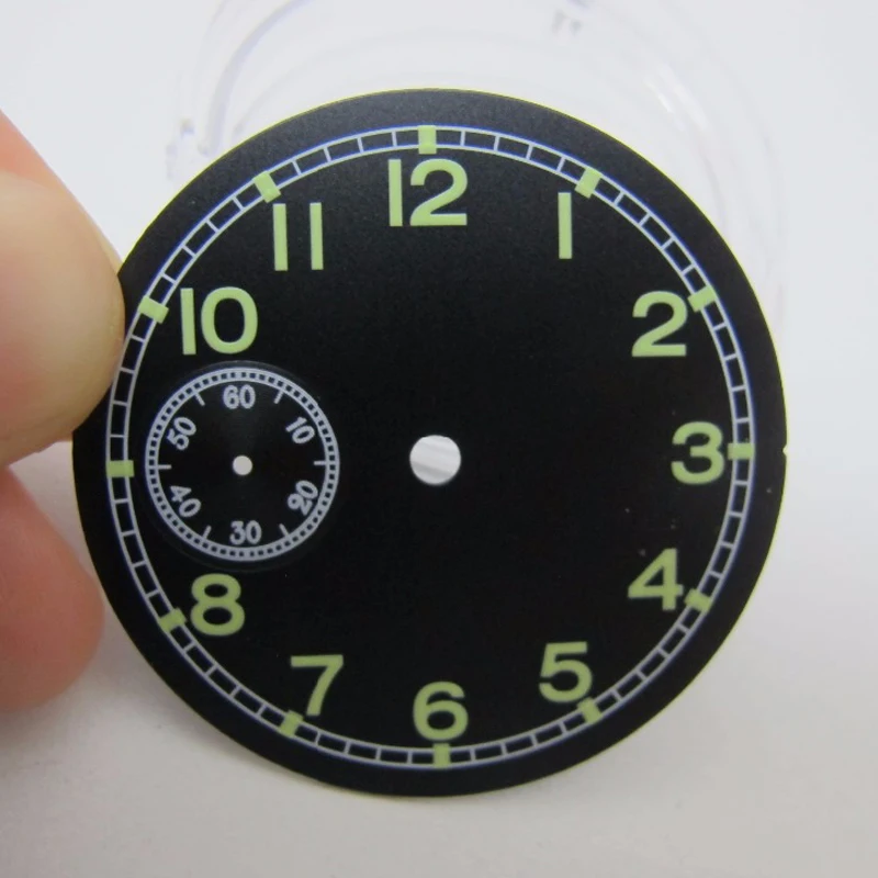 Циферблат 38 9 мм черный светящийся циферблат часы с цифрами подходит Unitas ETA 6497 |