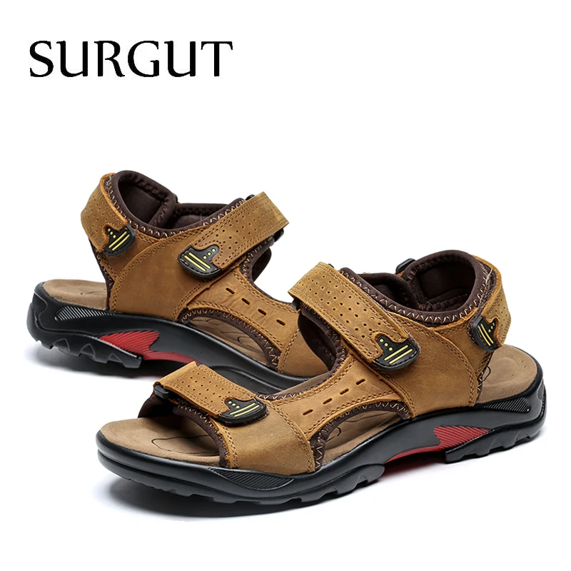 Мужские пляжные сандалии в римском стиле SURGUT светло коричневые босоножки из