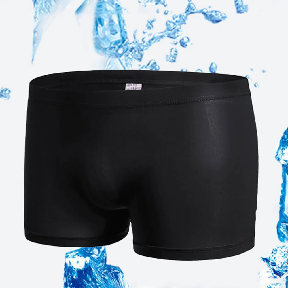 

Hot Men's Ice Silk Seamless Boxer Shorts Underwear Sexy Breathable Transparent Boxer Briefs Panties Boxershorts Swimming Trunks
