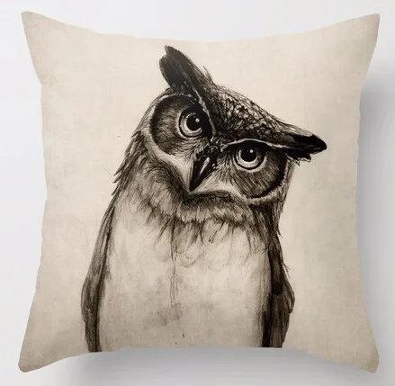 

Hot Selling Funny Owl Sketch Animation Customized Zippered Square Throw Pillowcase Zippered Pillow Sham