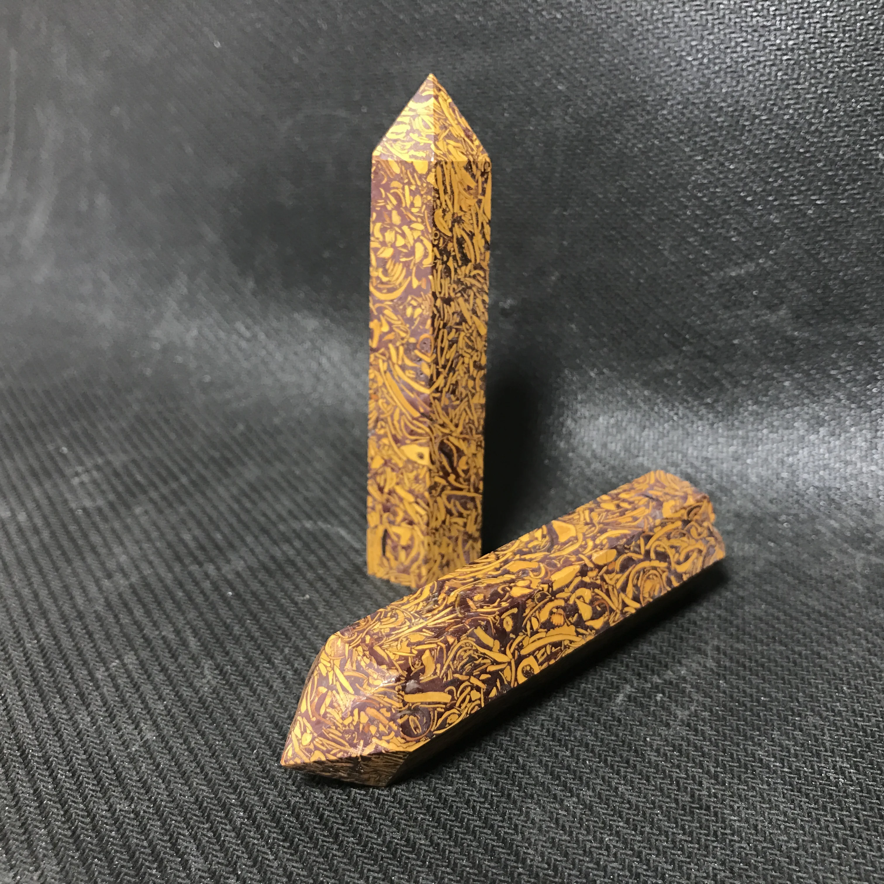 

2 pcs peculiar 100% pure natural golden lace jasper Crystal gemstone point Metaphysical chakra as wedding supplies