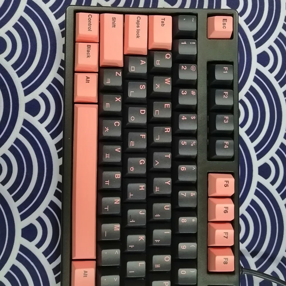 

128 Keys PBT Black Pink Keycap Cherry Profile DYE-SUB Punk Personalized Keycaps For Cherry MX Switch Mechanical Keyboard