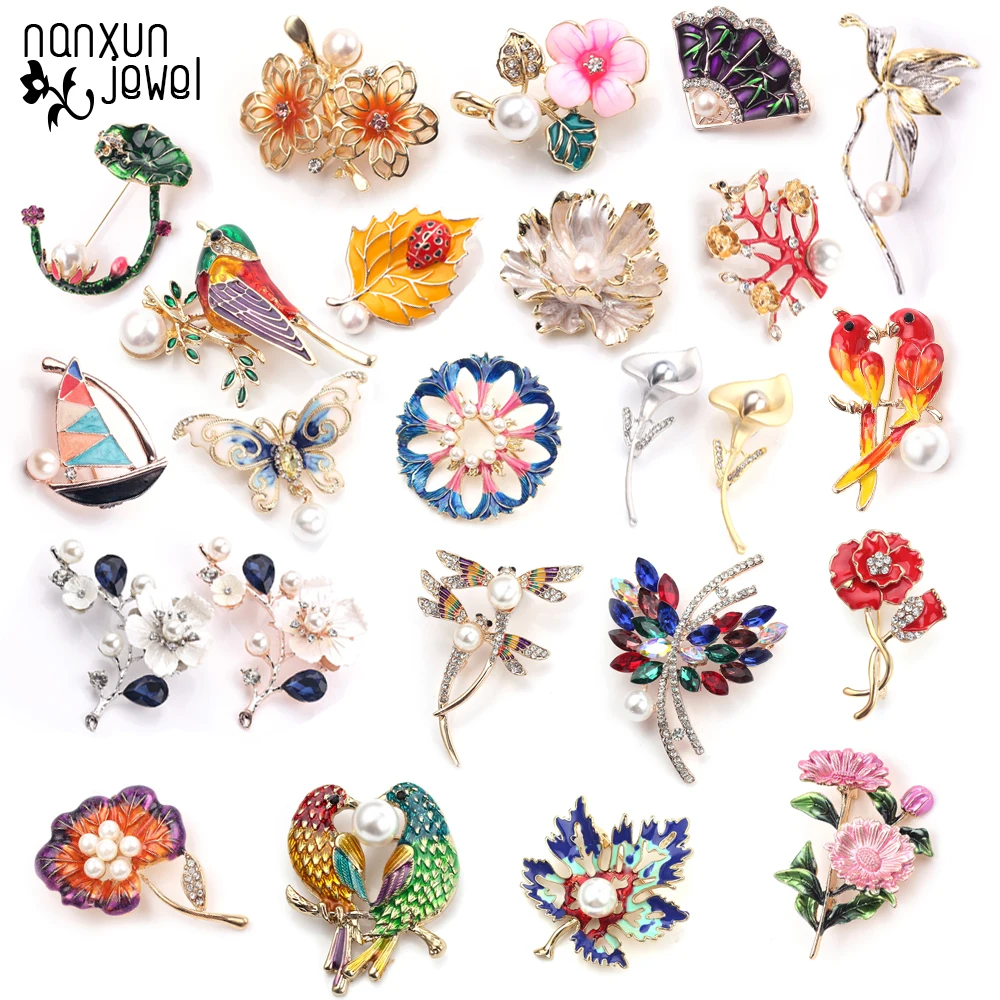 Имитация жемчуга эмаль кленовый лист божья коровка цветок брошь воротник