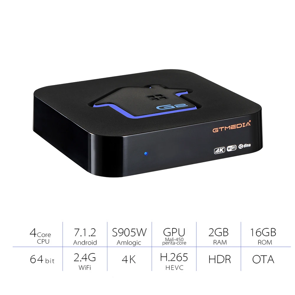 ТВ приставка GTMEDIA G2 на Android + пульт дистанционного управления IP TV сервером Ultra HD 4K