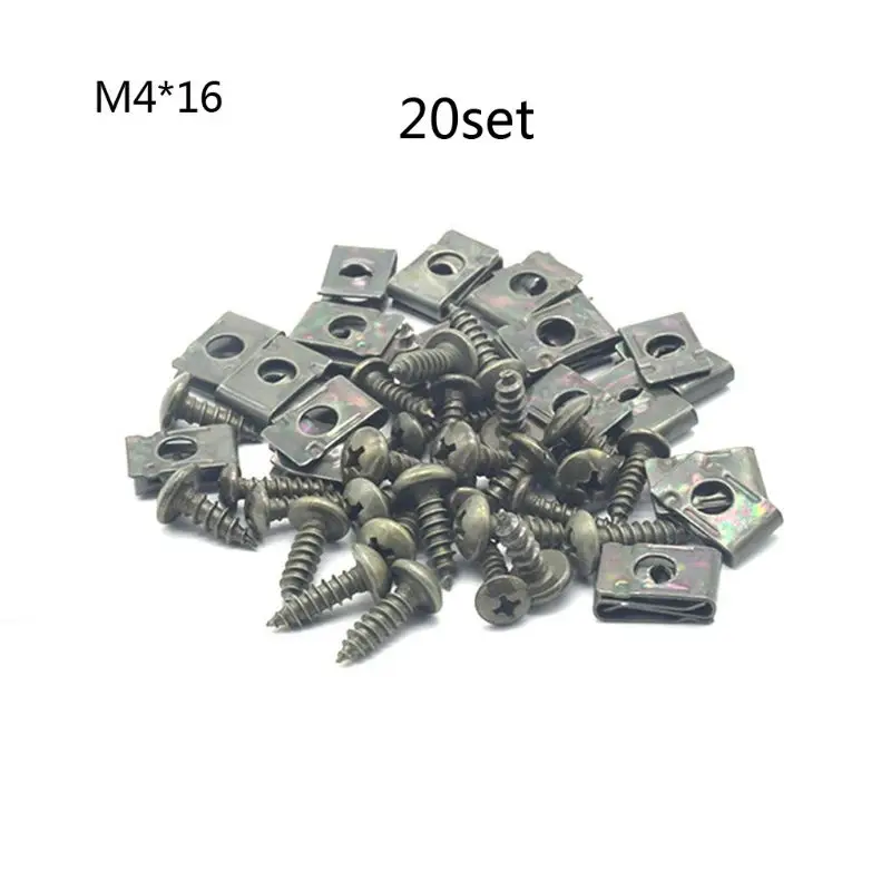 

M4/M5 Motorcycle Anti-Rust U-Type Metal Clips Self-Tapping Screws Retainer Kit 094D