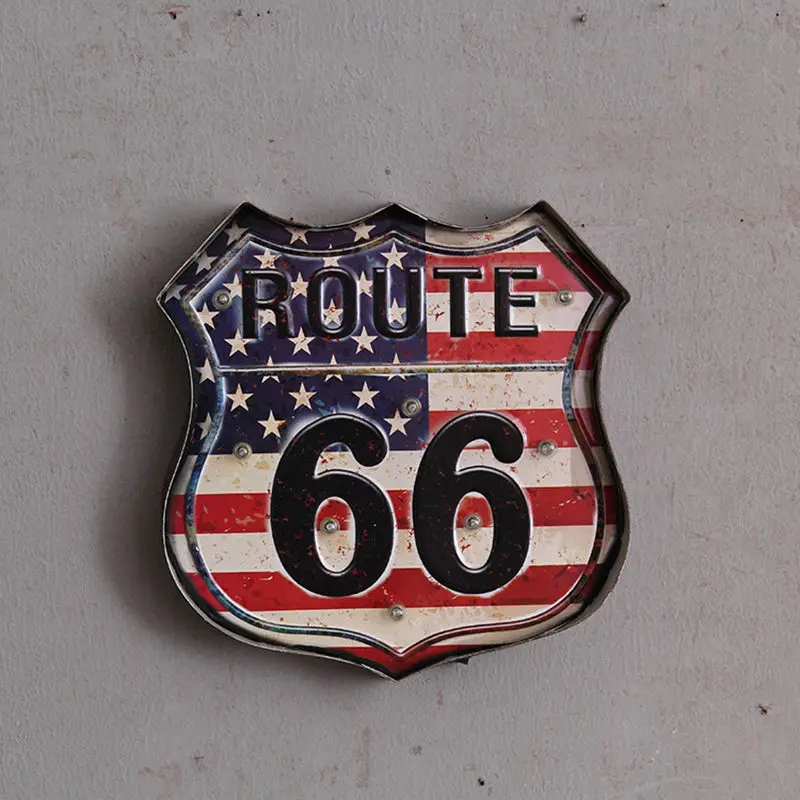 Светодиодные винтажные вывески Route 66 украшение для паба бара металлическая