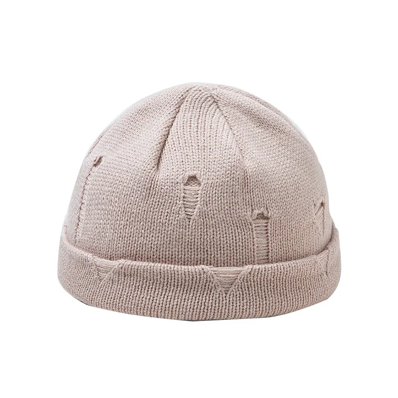 

New product! Pragmapism Knit Hole Hat Unisex Solid Color Cap Keep Warm Stretch Beanie Hip Hop Skull Hat winter hats Men Women