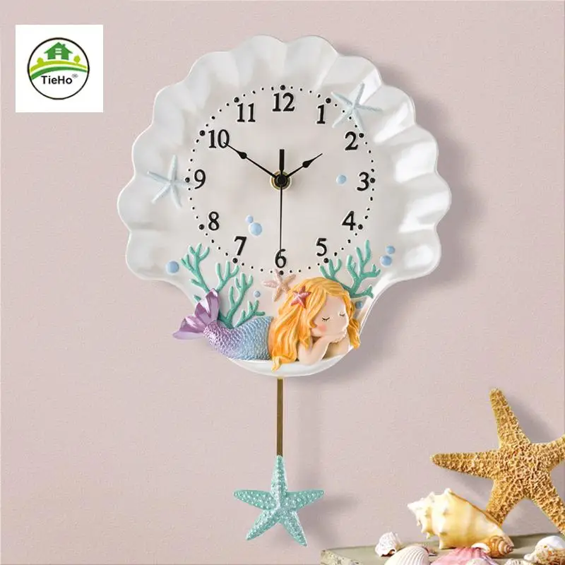 

Resin Cartoon Cute Design Childrens Bedroom Mute Clock Living Room Study Room Creative Wall Clocks Watches Hanging Type