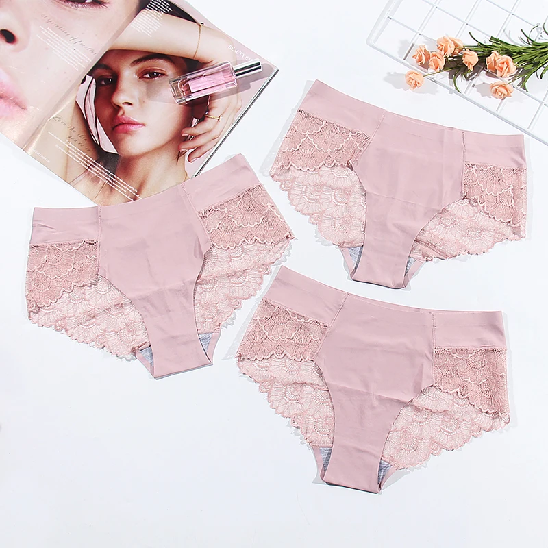 (3)P0098-Pink 3 шт., сексуальные кружевные трусики, женское нижнее белье, трусики для женщин, клетчатые трусы, интимное женское нижнее белье, бикини для девушек, P0098 - Цвет: (3)P0098-Pink