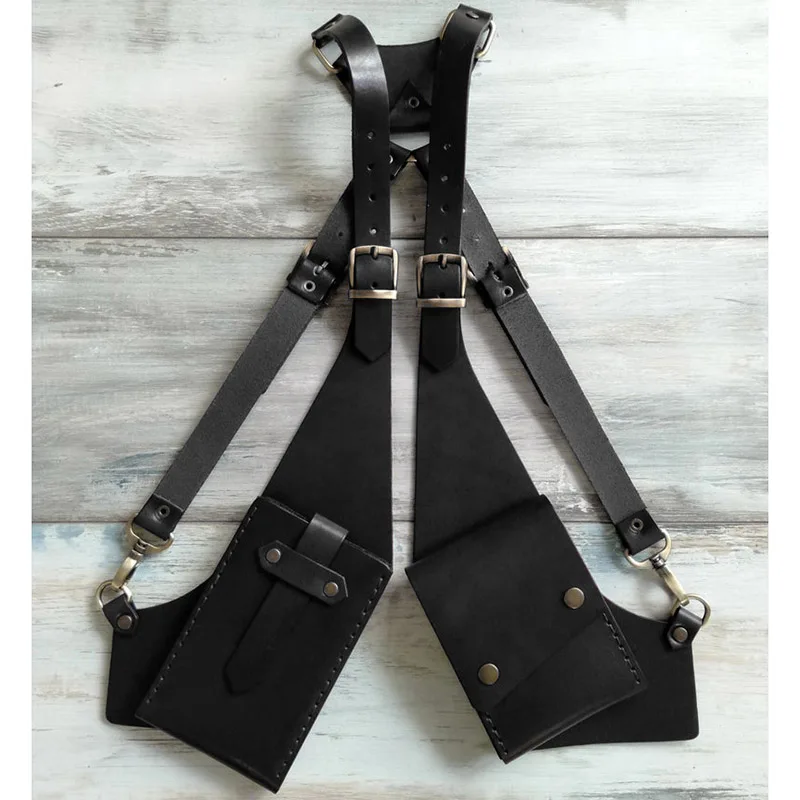 Кожаная Наплечная Сумка в стиле стимпанк средневековая винтажная кобура с двумя