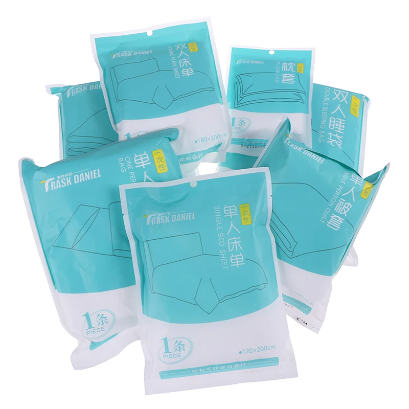 

Portable Disposable Fitted Bed Sheet Cover Beddings Quilt Cover Pillowcase For Camping Travel Home Products