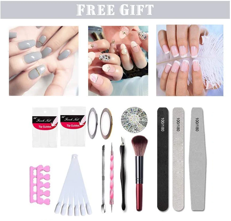 

40W UV LED Lamp Varnish Semi Permanent Gel Kit with 9 Gel Nail Polish Base & Matte Top Coat, Rhinestone Brush Decor Nail Tools