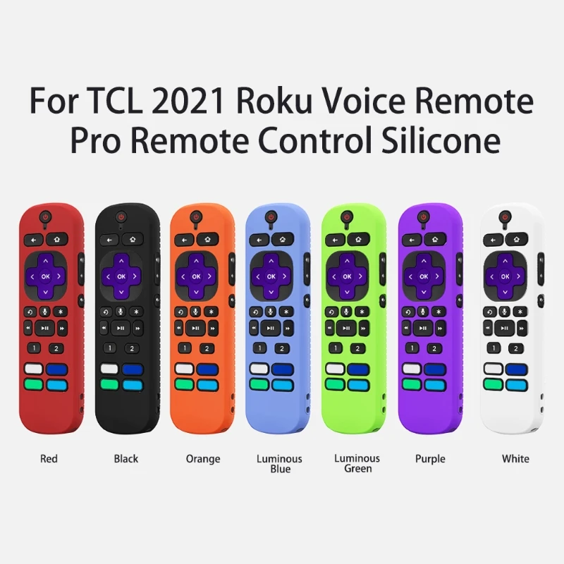 

7 Colors Dustproof Silicone Case Remote Control Protector Compatible with Roku Voice Remote Pro Protective Sleeve