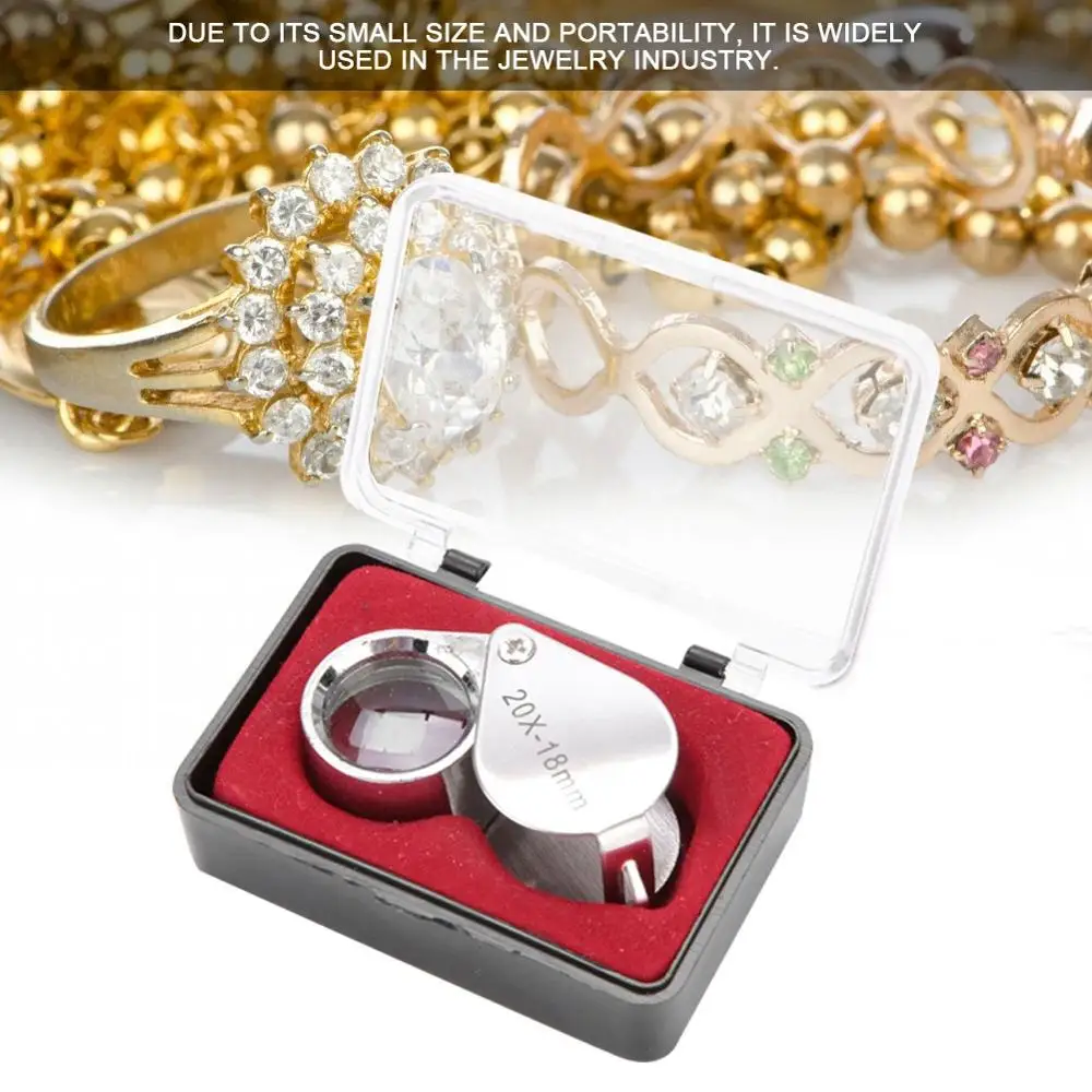 20X 18 мм Лупа складной Портативный ручной увеличительное Стекло ювелирные изделия