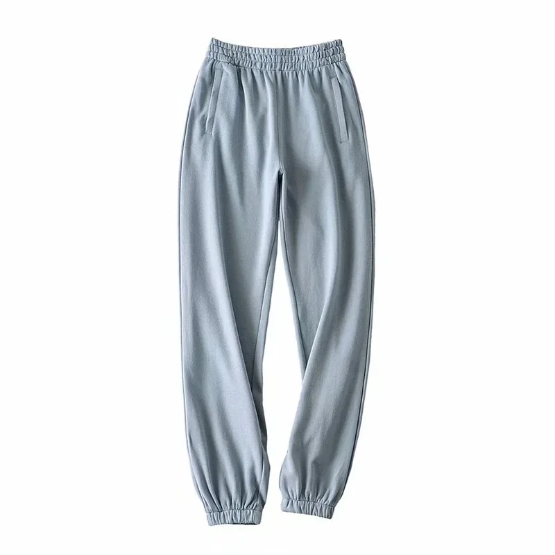 

2021 Black white pants women spring casual sweatpants korean elastic high waist pants baggy joggers women trousers solid