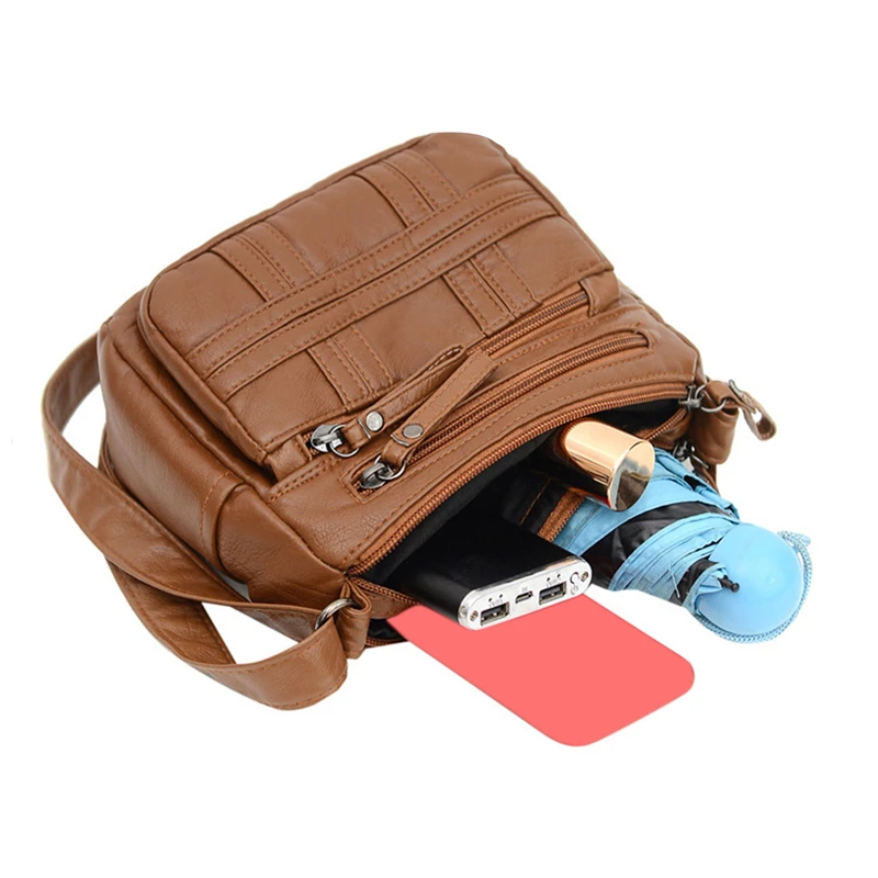 

New Women's Korean Style Pu Soft Leather Shoulder Bag Middle-aged Women Mommy Cool Girls Large Capacity Messenger Bag