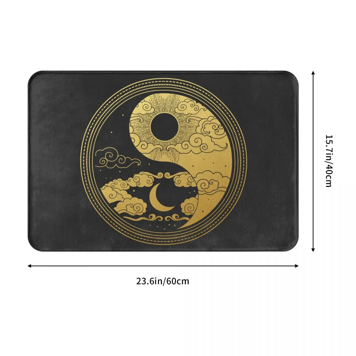 Напольный коврик в восточном стиле с изображением солнца луны облаков звезд