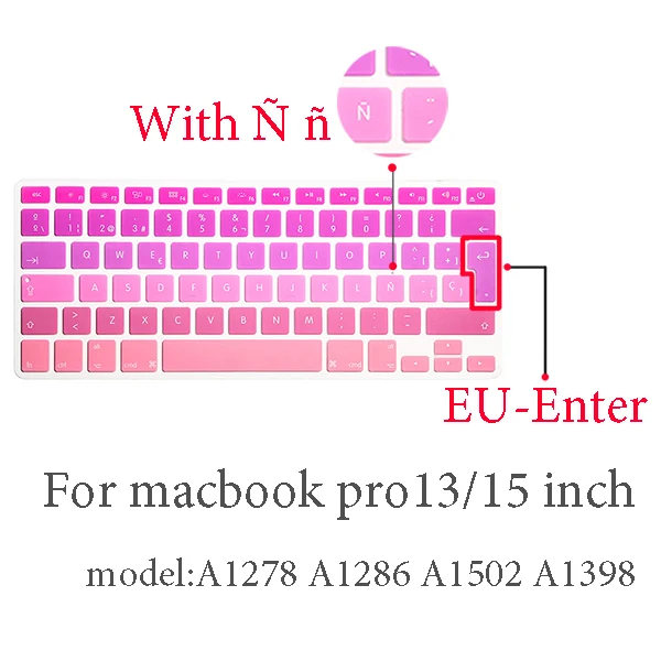 pro13 15 (2009-2015) Испанская Защитная пленка для клавиатуры для Mac Book pro 13 A2159 pro13 retina air A1466 A1708A1989A1932 EU-key силиконовая крышка клавиатуры - Цвет: pro13 15 (2009-2015)