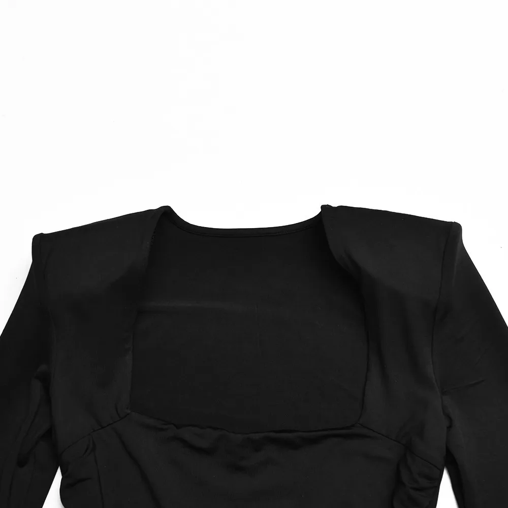 

Gtpdpllt Square Collar Sexy Skinny Bodysuit Women Winter Autumn Long Sleeve Back Zip Bodycon Streetwear Casual Female Jumpsuit