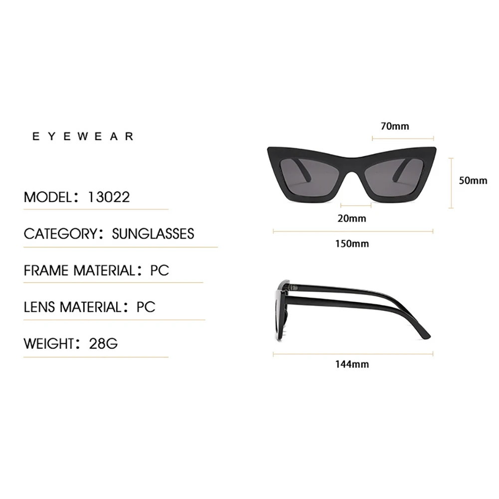

WOENFEL Square Cat Eye Sunglasses Women Vintage Retro Sun Glasses Men Fashion Luxury Designer Rectangular Travel Eyeglasses