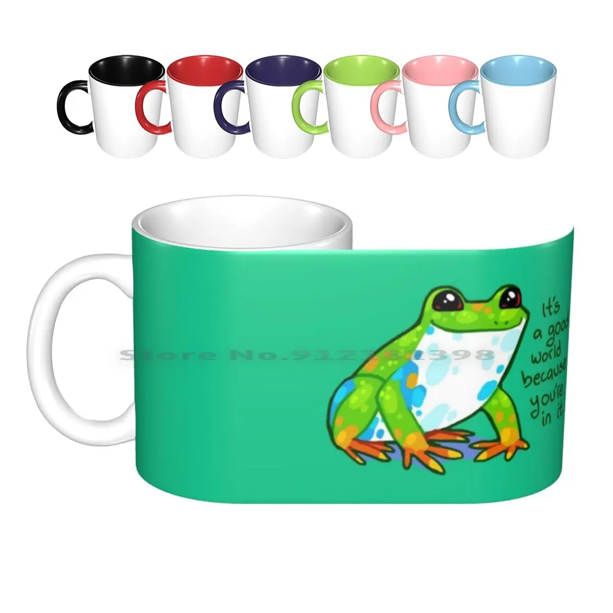 

«Это хороший мир, потому что вы в нем», керамические кружки в виде лягушки, кофейные чашки, кружка для молока, чая, лягушка, милая, умственное ...