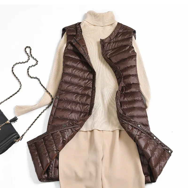 Зимний пуховой жилет Dwon куртки ультра-светильник женские парки со скрытыми