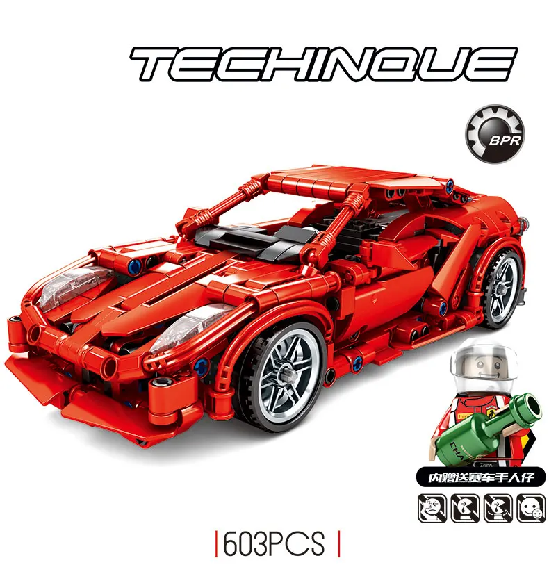 Yeshin Technic 701501 Супер гоночный автомобиль FRR-458 модель строительные блоки кирпичи 603 шт игрушечный набор «сделай сам» Мальчики Дети Рождество gif