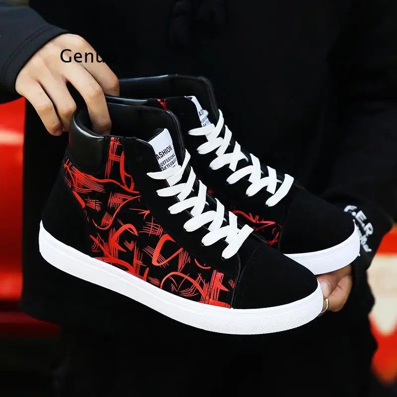 

2021 Fashion Sneakers Men Canvas Shoes Breathable Cool Street Shoes Male Brand Sneakers Black Blue Red Men's Causal Shoes