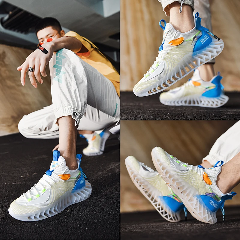 

Мужские беговые кроссовки, водонепроницаемые кожаные кроссовки с уникальной подошвой, Высококачественная амортизирующая спортивная обув...