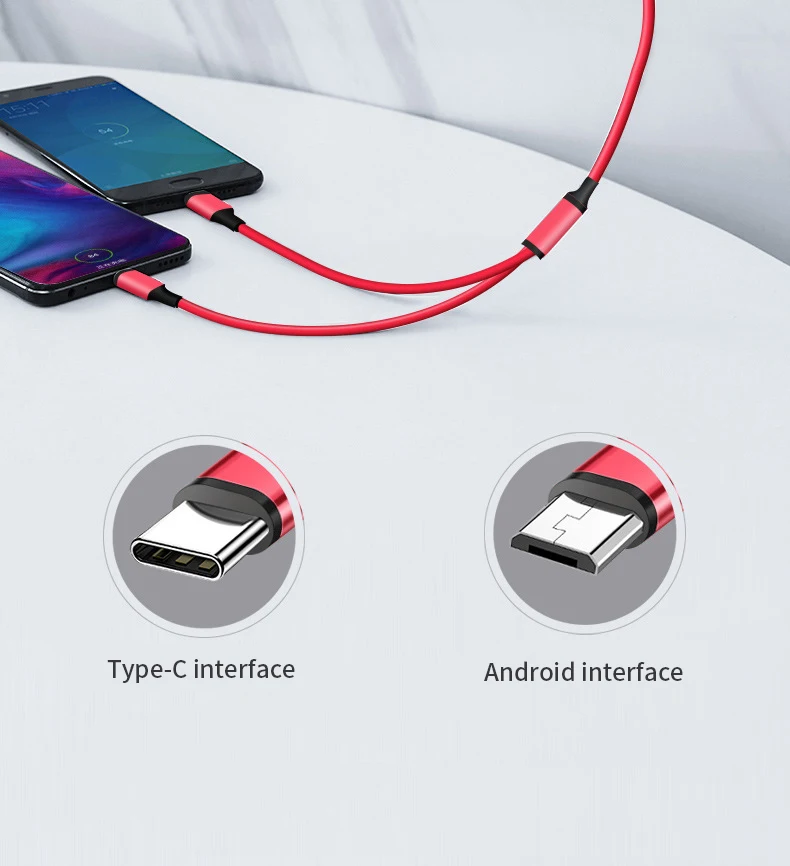 2 в 1 USB кабель Micro usb type C кабели быстрое зарядное устройство планшет телефон зарядный шнур 2в1 нейлоновая оплетка Android USB C провода для зарядки