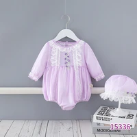 childrens clothing spring and autumn new soft infant onesies long sleeve kids triangle romper with hat baby girl clothes